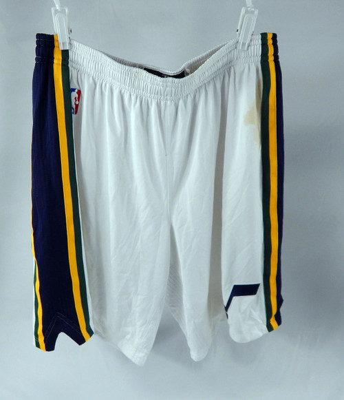 Utah Jazz #15 Game Used White Basketball Shorts Size 3XL 98