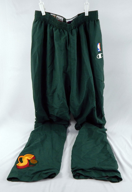1990s Seattle SuperSonics #44 Game Used Green Basketball Warm Up Pants Size 42 7