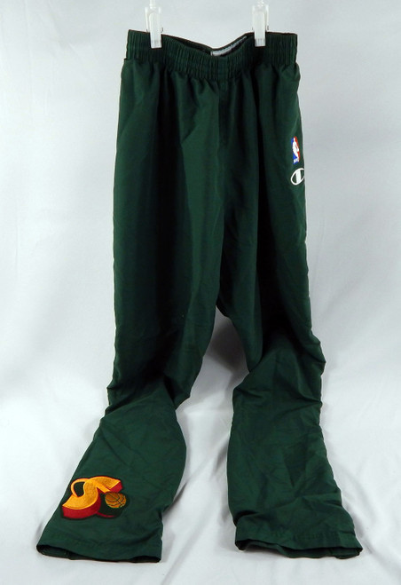 1990s Seattle SuperSonics #26 Game Used Green Basketball Warm Up Pants Size 34 8