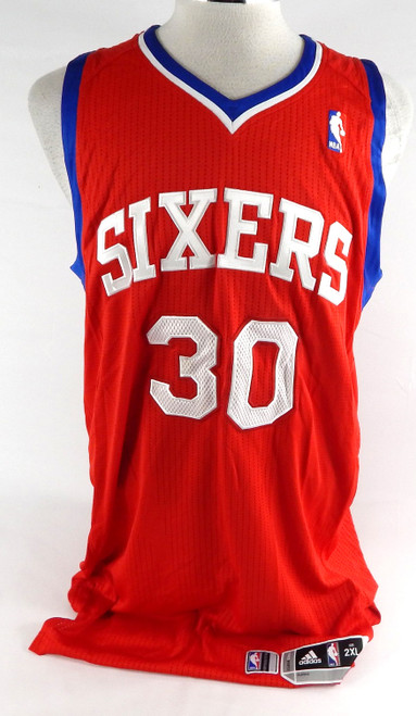 2013-14 Philadelphia 76ers Dewayne Dedmon #30 Game Issued Red Jersey 2XL 947