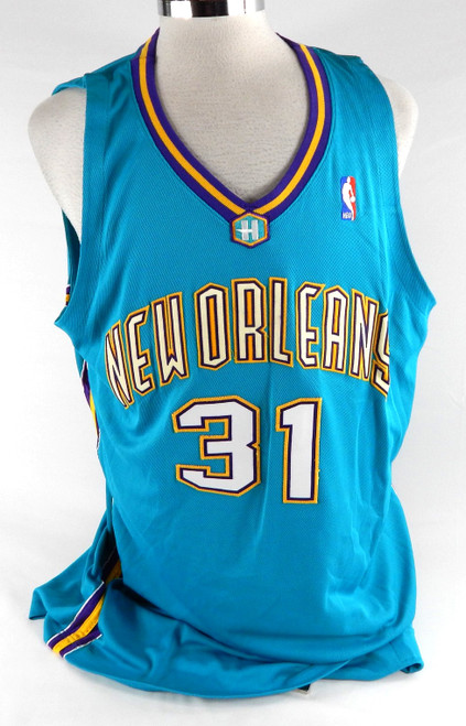 2004-05 New Orleans Hornets Britton Johnsen #31 Game Issued Blue Jersey 50 969