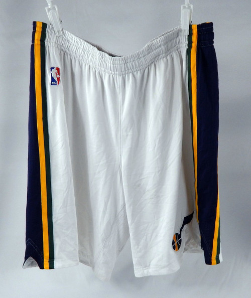 Utah Jazz #0 Game Used White Basketball Shorts Size 3XL 91