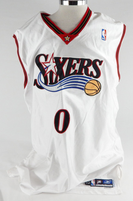 2002-03 Philadelphia 76ers Olden Polynice #0 Game Issued White Jersey 52 714