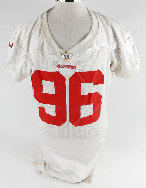 San Francisco 49ers #96 Game Used White Practice Jersey L 717