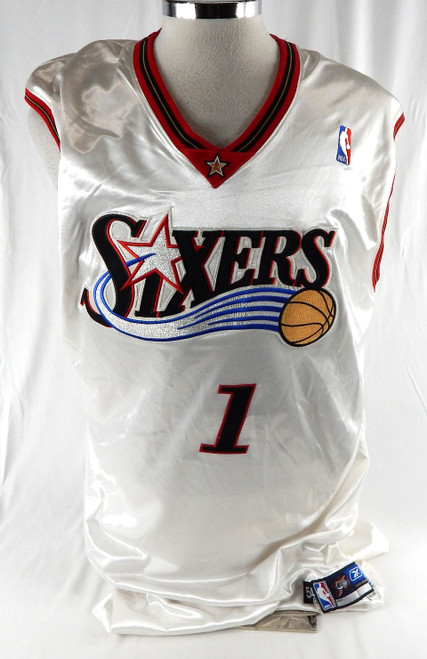 2004-05 Philadelphia 76ers Samuel Dalembert #1 Game Issued White Jersey 54 358