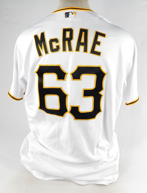 2019 Pittsburgh Pirates Alex McRae #63 Game Issued Pos Used White Jersey 150 P