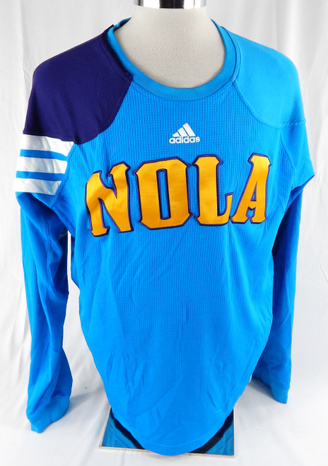 2011-12 New Orleans Pelicans #4 11 18 Game Used Blue Shooting Shirt L 306