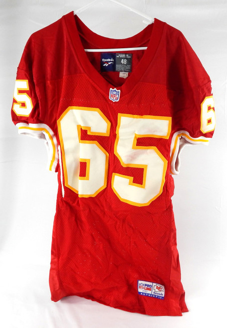 1997 Kansas City Chiefs Jeff Smith #65 Game Used Red Jersey 48 0668