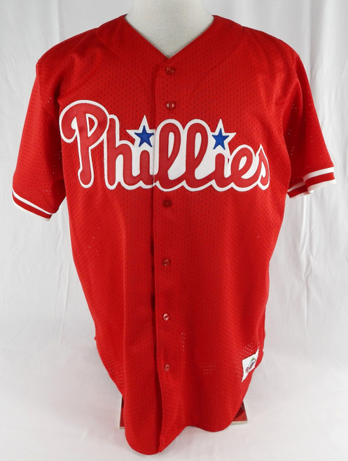 2000s Mens Philadelphia Phillies Blank Authentic Red Jersey BP ST Majestic XL 5