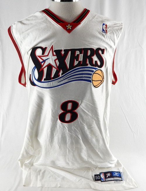 2003-04 Philadelphia 76ers Aaron McKie #8 Game Issued White Jersey 50 349
