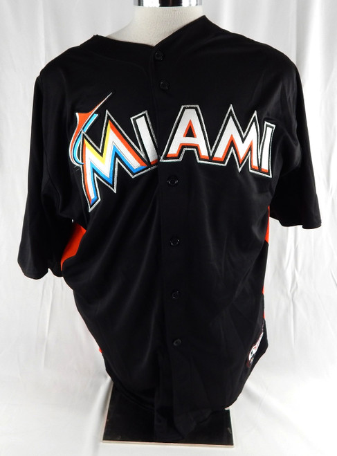 2014-16 Miami Marlins Sean West #57 Game Used Black Jersey BP ST 50 896