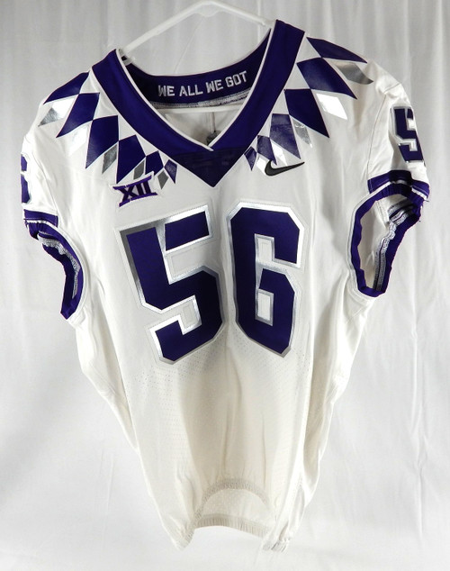 2019-22 Texas Christian TCU Frogs #56 Game Used White Jersey Football NP R 656