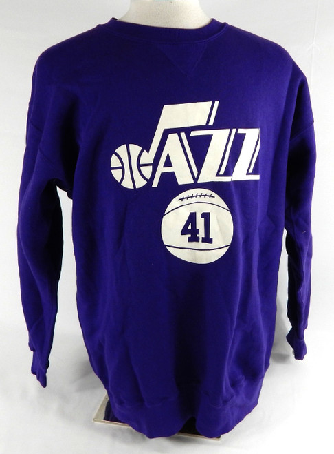 1990s Utah Jazz #41 Game Used Purple Warm Up Sweatshirt XL 0696