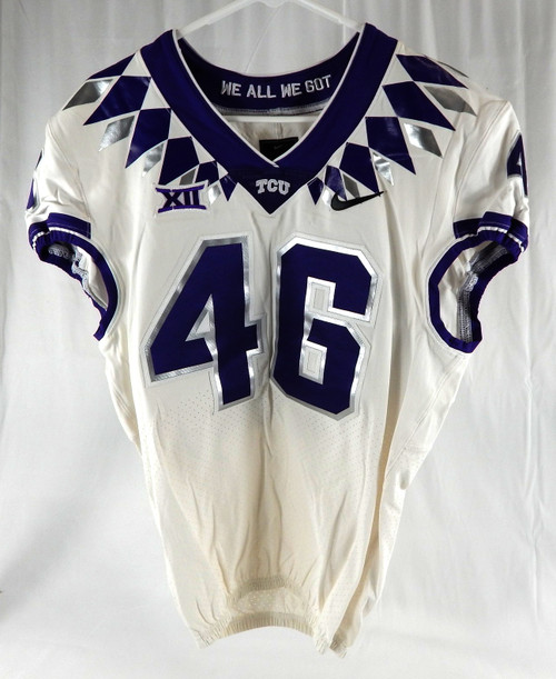2023-24 Texas Christian TCU Frogs #46 Game Used White Jersey Football NP R 42 0