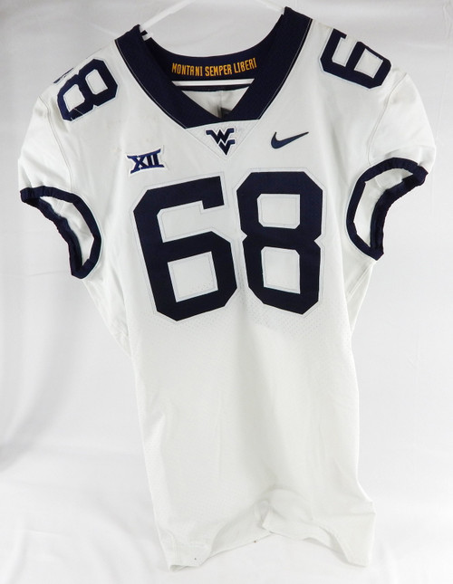 2019-23 West Virginia Mountaineers #68 Game Used White Jersey Football NP R 2