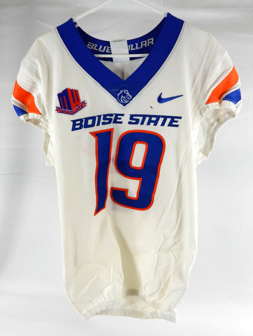 2020 Boise State Broncos #19 Game Used White Jersey MW Graduate P Football N