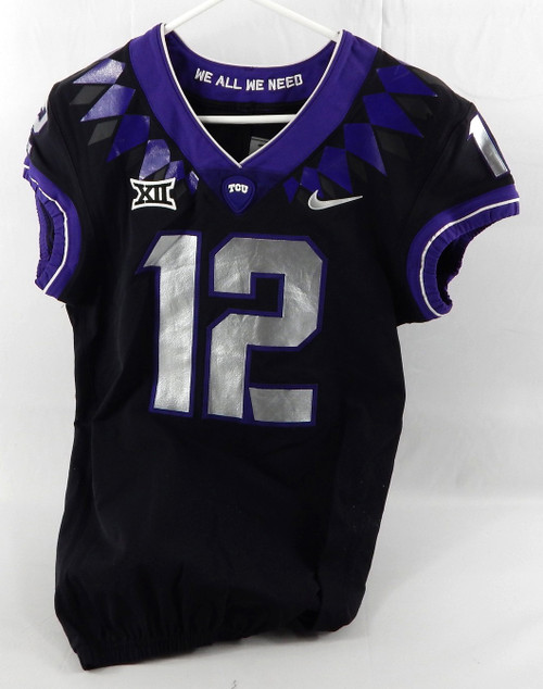 Texas Christian TCU Horned Frogs #12 Game Used Black Jersey Football NP R 38 3