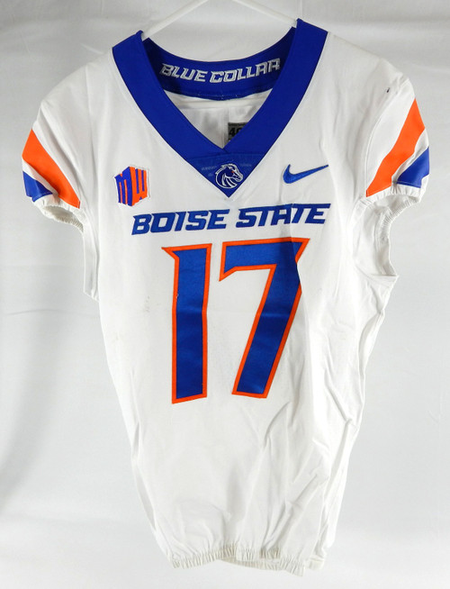 2022 Boise State Broncos #17 Game Used White Jersey Football NP Rem 40 912