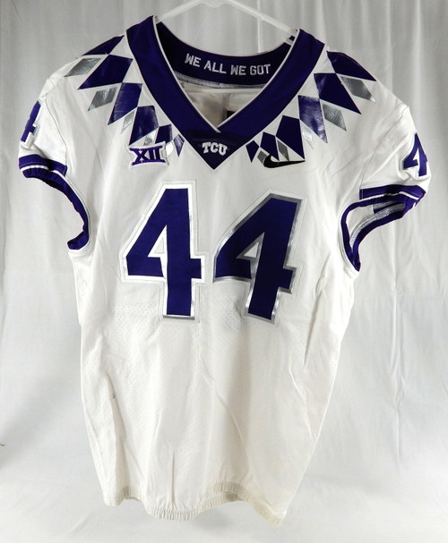 2020 Texas Christian TCU Frogs #44 Game Used White Jersey Football NP R 46 58