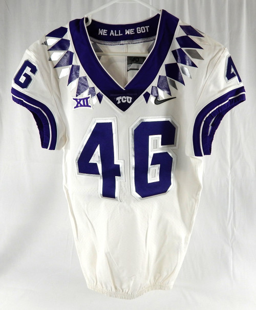 2019-22 Texas Christian TCU Frogs #46 Game Used White Jersey Football NP R 40 61