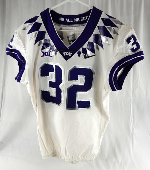 2021 Texas Christian TCU Frogs #32 Game Used White Jersey Football NP R 44 629