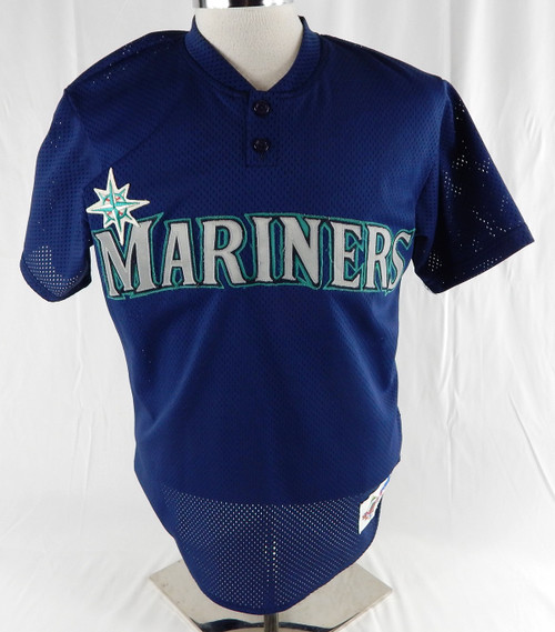 2000s Mens Seattle Mariners Blank Authentic Blue Jersey BP ST Majestic 962
