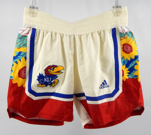 2023-24 Kansas Jayhawks Game Issued Cream Shorts Black Excellence Basketball S 2