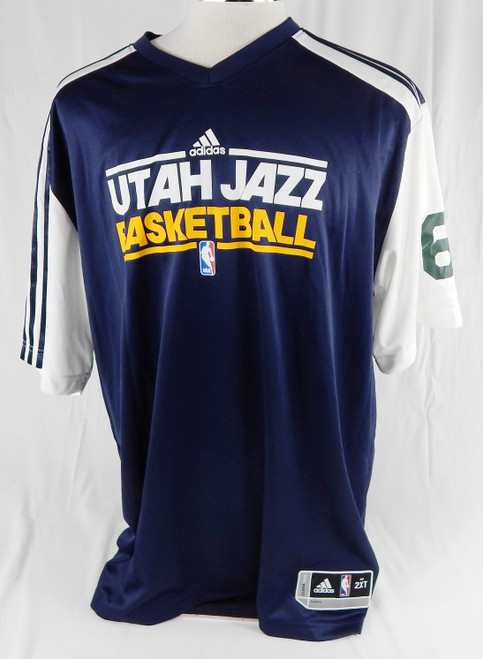 2010-11 Utah Jazz Othyus Jeffers #6 Game Used Navy Shooting Shirt 2XL 173