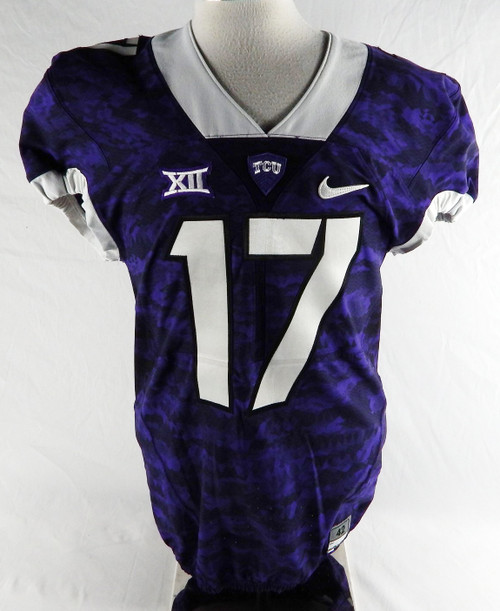 Texas Christian TCU Frogs #17 Game Used Purple Jersey Frogskin NP Football 42 1
