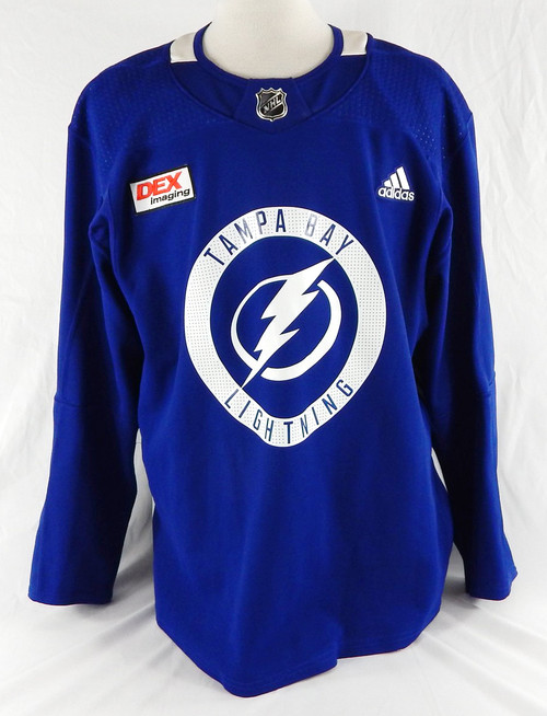 2021 Tampa Bay Lightning Charles Hudon #54 Game Used Blue Practice Jersey 564