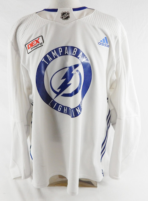 2024 Tampa Bay Lightning Lucas Edmonds #54 Game Used White Practice Jersey 594