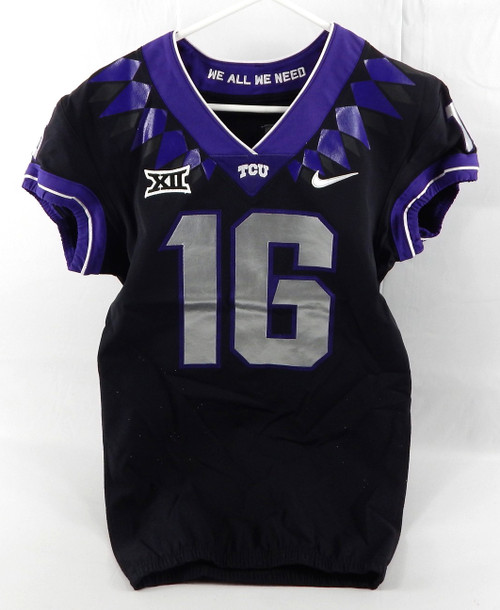 2020 Texas Christian TCU Horn Frogs #16 Game Used Black Jersey Football NP R 40