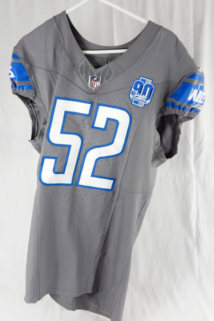 2023 Detroit Lions Raymond Johnson III #52 Game Issued Grey Jersey Color Rush 2