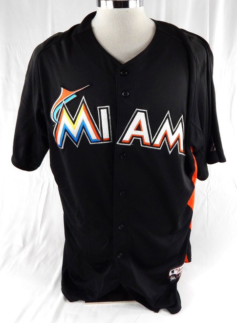 2014-16 Miami Marlins Drew Steckenrider #55 Game Issued Black Jersey ST BP 48 8