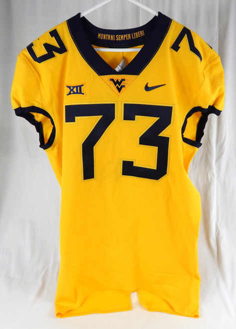2019-23 West Virginia Mountaineers #73 Game Used Gold Jersey Football NP R 48 8