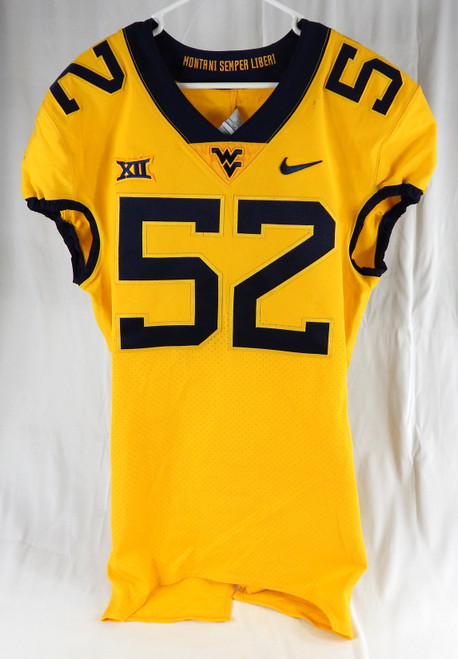 2019-23 West Virginia Mountaineers #52 Game Used Gold Jersey Football NP R 44 0