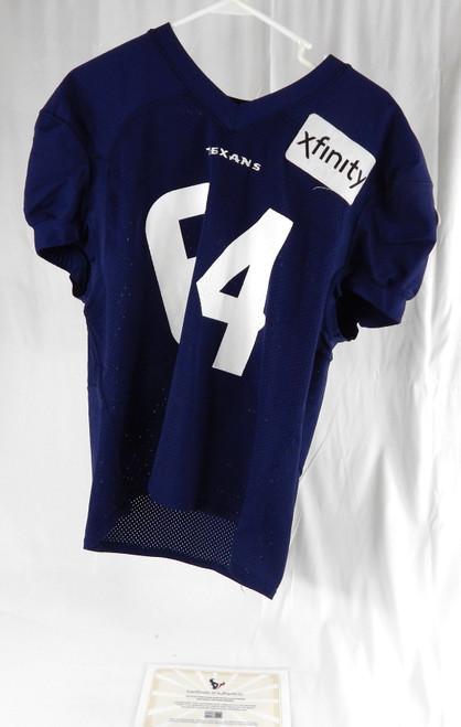 2023 Houston Texans Nick Broeker #64 Game Used Navy Practice Jersey 975