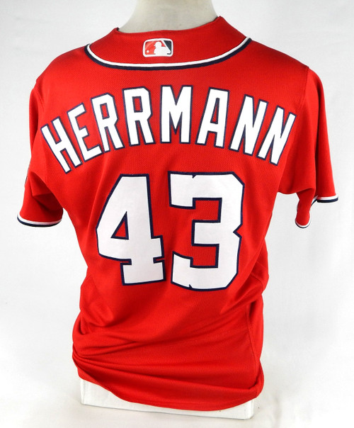 2022 Washington Nationals Chris Herrmann #43 Game Issued Pos Used Red Jersey 6