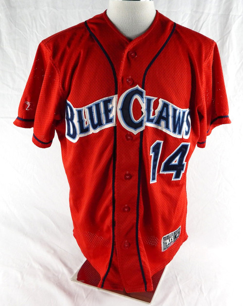 Lakewood BlueClaws #14 Game Used Red Jersey 46 878