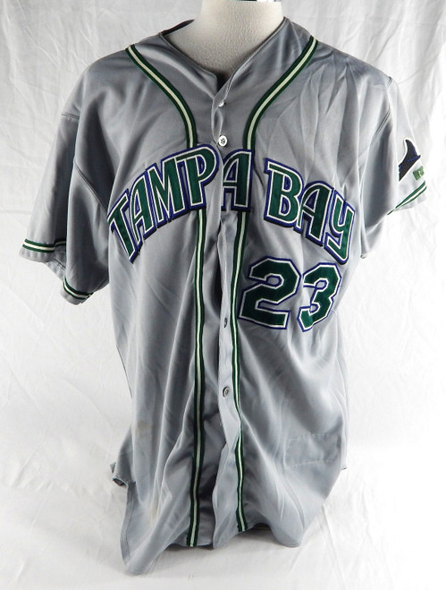2000-03 Tampa Bay Rays Greg Vaughn #23 Game Used Grey Jersey 318
