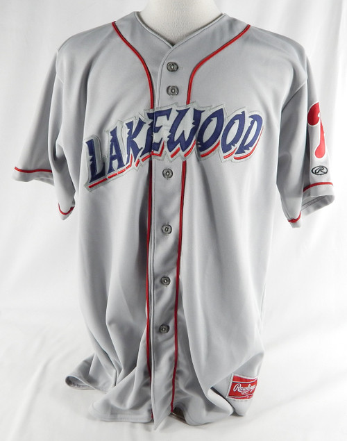 Lakewood BlueClaws Blank Game Issued Grey Jersey 50 746