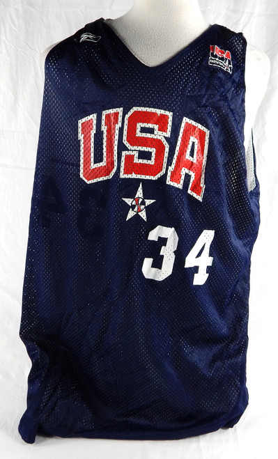 2000s Team USA Basketball #34 Game Issued Blue Practice Jersey XXL 904
