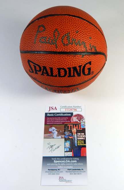 Paul Arizin Signed Mini Official Spalding NBA Basketball Warriors JSA Auto