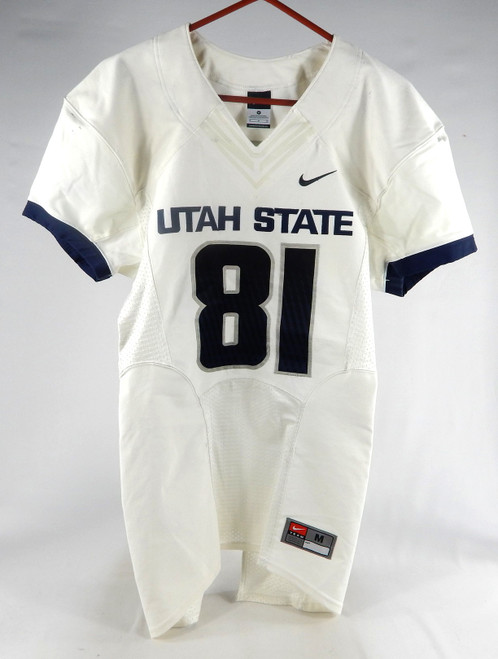 2013-15 Utah State Aggies #81 Game Used White Jersey Name Plate Removed M 077