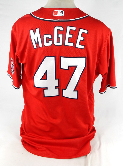 2022 Washington Nationals Jake McGee #47 Game Issued Red Jersey 48 469