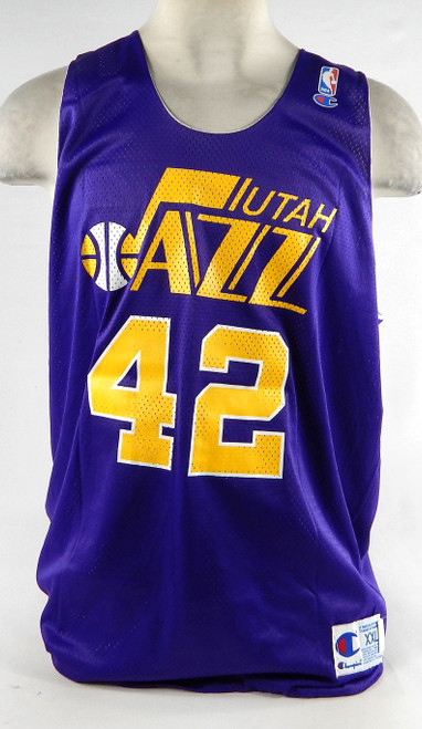 1990s Utah Jazz #42 Game Issued Purple Grey Practice Jersey XXL 79