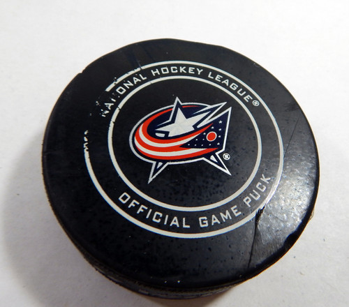 2018 Columbus Blue Jackets Vs. St. Louis Blues Game Used Black Puck DP61284