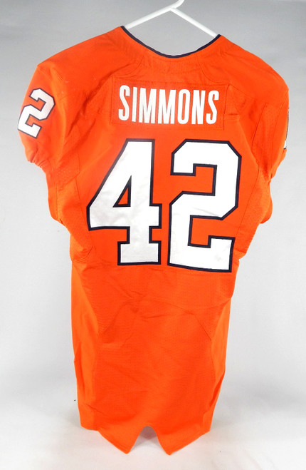 2017 Virginia Cavaliers Jahvoni Simmons #42 Game Used Orange Jersey Hoos Patch 5