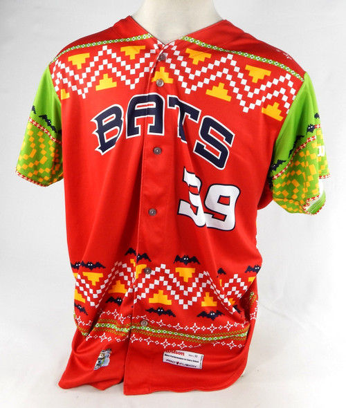 2016 Louisville Bats #39 Game Used Red Jersey Christmas in July 50 652