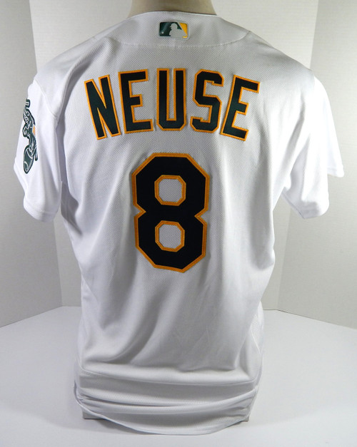 2022 Oakland Athletics Sheldon Neuse #8 Game Issued White Jersey 44 DP46083